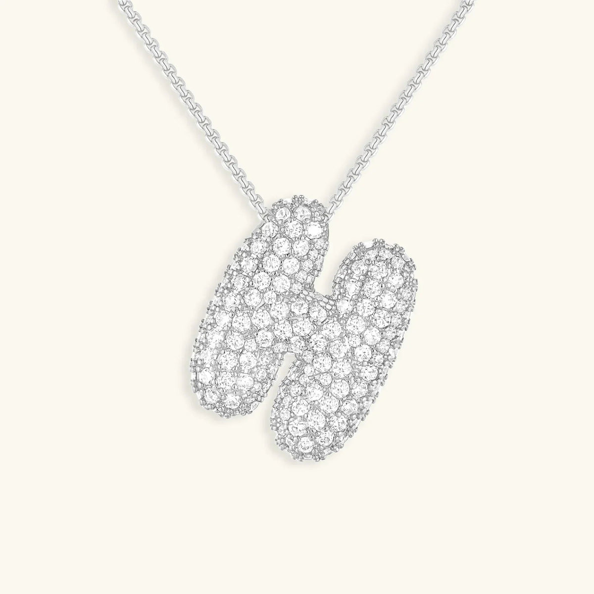 Bubble Initial Diamond Necklace