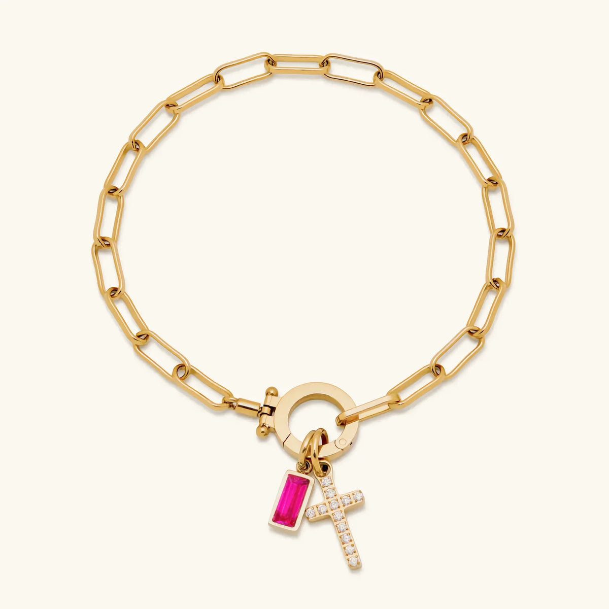 Annabella Birthstone Cross Bracelet