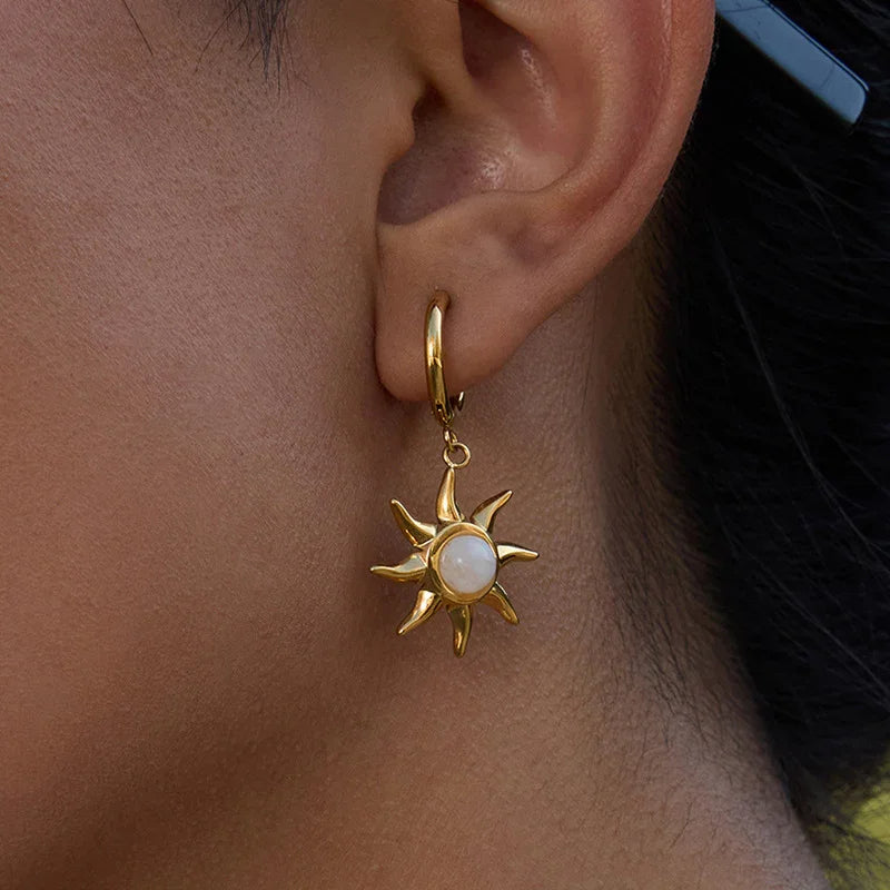 Helia Sun-shaped Moonstone Earrings
