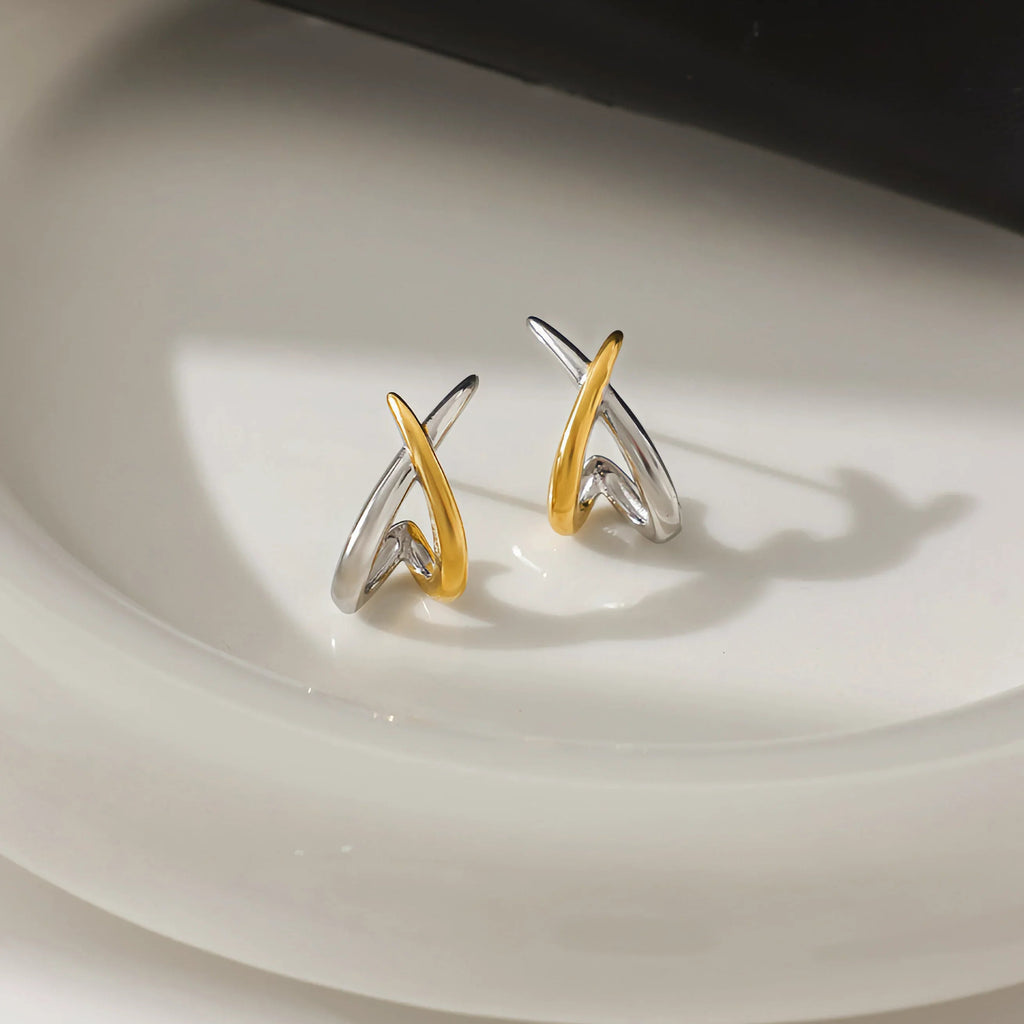 Julissa Two Tone Contemporary Huggies