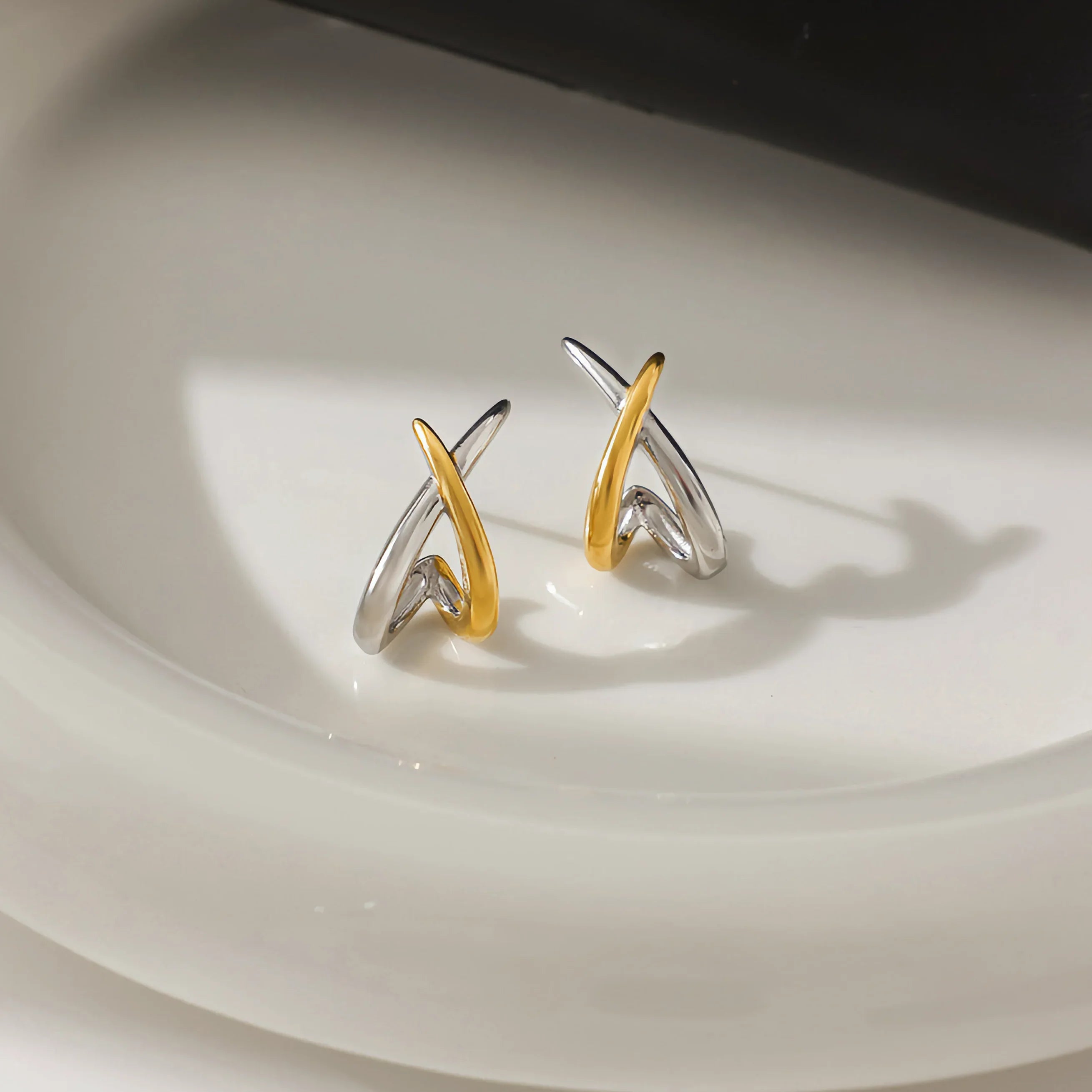 Julissa Two Tone Contemporary Huggies