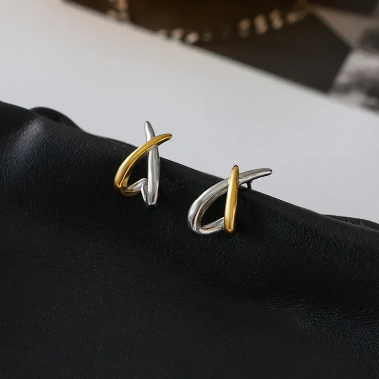 Julissa Two Tone Contemporary Huggies